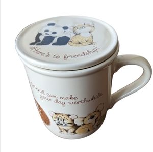 Mug mates Hallmark lid Here's to friendship 1983 vintage animals cute